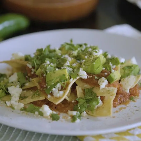 Vegetarian Gluten-Free Mexican Red Chilaquiles — Mexican recipe