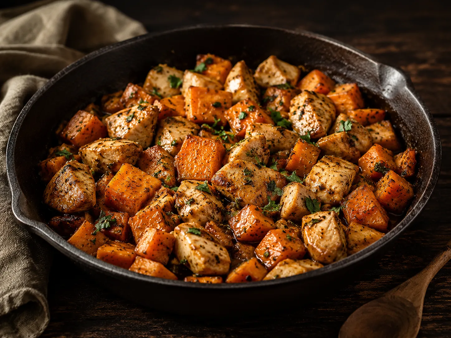 Gluten-Free Dairy-Free Maple Herb Chicken & Sweet Potato Skillet — American recipe